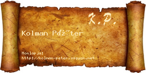Kolman Péter névjegykártya