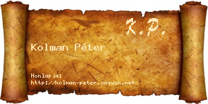 Kolman Péter névjegykártya