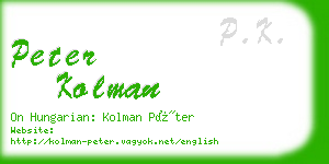 peter kolman business card